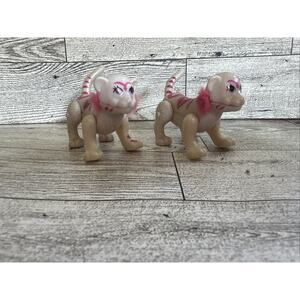 Vintage White Pink Glittery Cat Toy 1996 Tonka Corp Lot Of 2